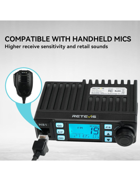 Radio CB Retevis MB1 40 Canales con Antena y Cancelación de Ruido
