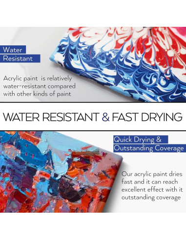 Juego de Pintura Acrílica HissiCo 64 Colores 60ml 12 Pinceles