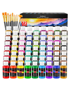 Juego de Pintura Acrílica Caliart 72 Colores 59ml con 12 Pinceles