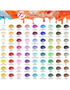 Juego de Pintura Acrílica Caliart 72 Colores 59ml con 12 Pinceles 2