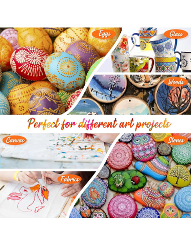 Juego de Pintura Acrílica Caliart 72 Colores 59ml con 12 Pinceles