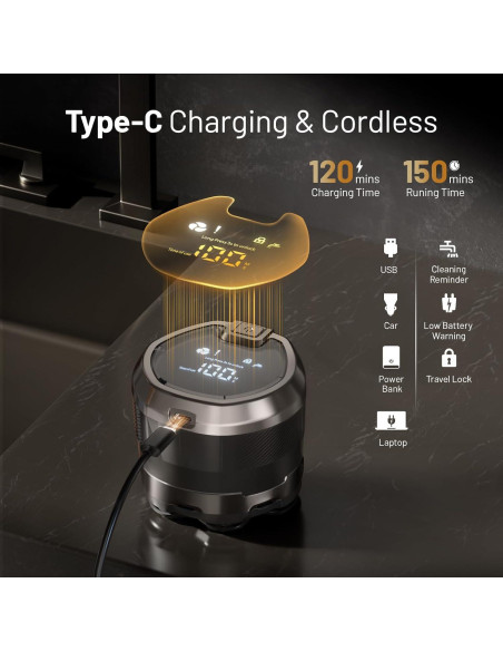 Afeitadora Eléctrica 7D NIWUIO para Cabeza Calva - Afeitado Húmedo/Seco