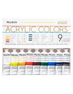 Juego de Pintura Acrílica MEEDEN Artista 9 Tubos 60ml