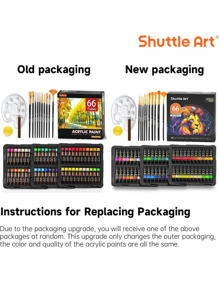 Set de Pintura Acrílica Shuttle Art 66 Colores 82 Piezas