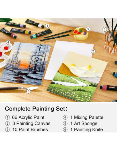 Set de Pintura Acrílica Shuttle Art 66 Colores 82 Piezas