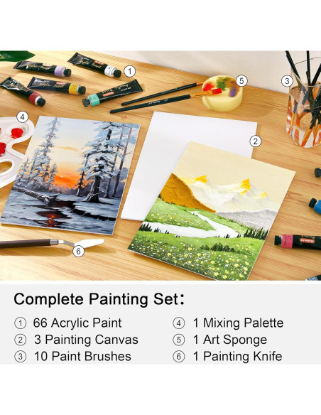 Set de Pintura Acrílica Shuttle Art 66 Colores 82 Piezas