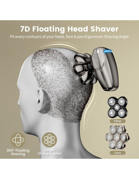 Afeitadora de Cabeza SHPAVVER 7D Desmontable IPX7 Carga Tipo C