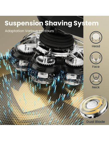 Afeitadora de Cabeza SHPAVVER 7D Desmontable IPX7 Carga Tipo C