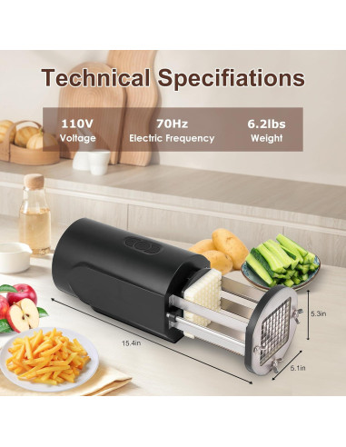 Cortador de Papas Fritas Eléctrico AZXILE Automático 2.6kg