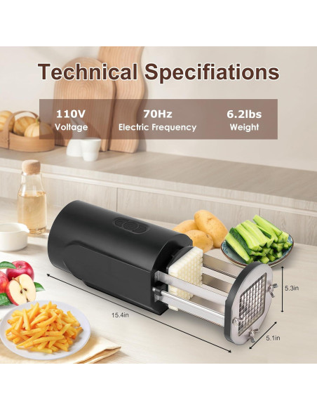 Cortador de Papas Fritas Eléctrico AZXILE Automático 2.6kg