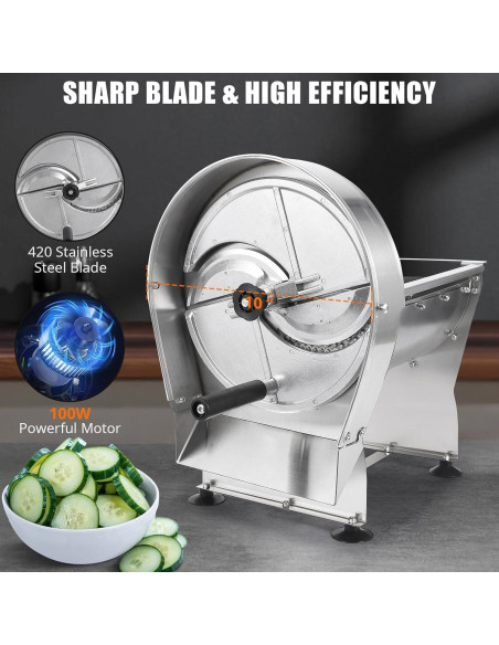 Cortadora de Verduras Eléctrica Dainslef Acero Inoxidable 0-10mm