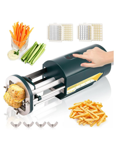 Cortadora de Papas Francesas Eléctrica Flyseago Verde 2 Cuchillas