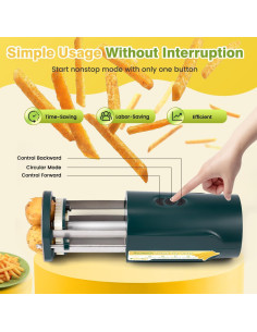 Cortadora de Papas Francesas Eléctrica Flyseago Verde 2 Cuchillas 2