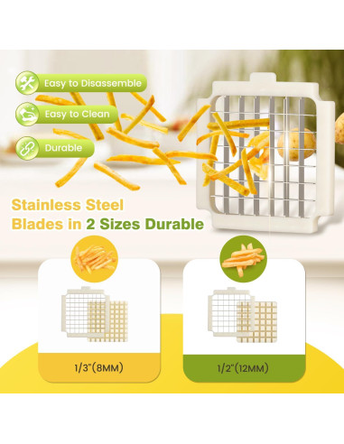 Cortadora de Papas Francesas Eléctrica Flyseago Verde 2 Cuchillas