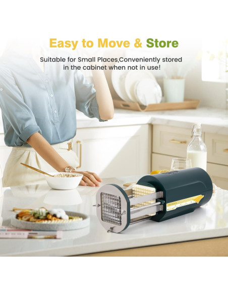 Cortadora de Papas Francesas Eléctrica Flyseago Verde 2 Cuchillas