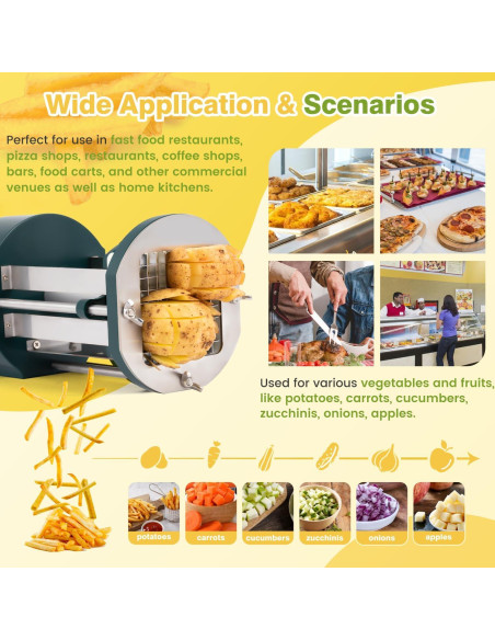 Cortadora de Papas Francesas Eléctrica Flyseago Verde 2 Cuchillas