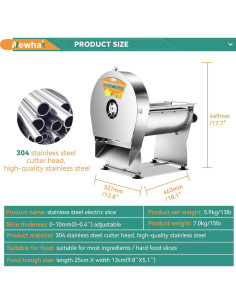 Cortadora de Verduras Eléctrica Newhai 0-10mm Acero Inoxidable 2