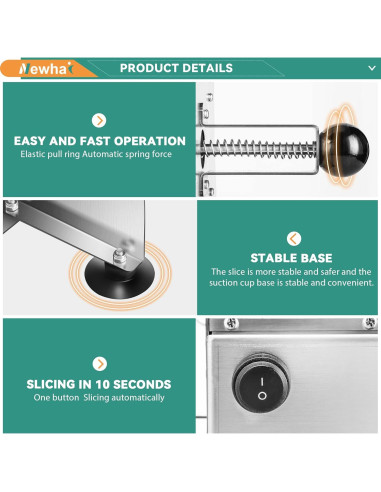 Cortadora de Verduras Eléctrica Newhai 0-10mm Acero Inoxidable