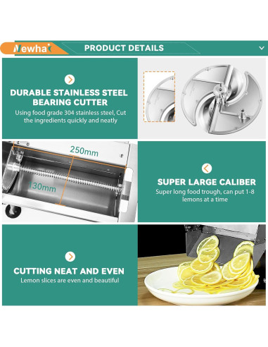 Cortadora de Verduras Eléctrica Newhai 0-10mm Acero Inoxidable