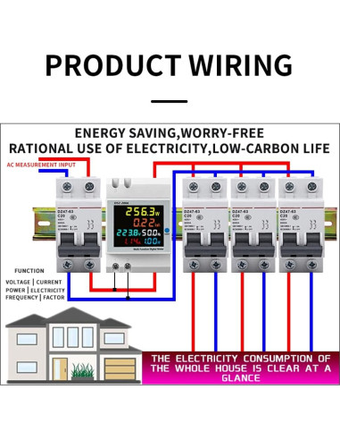 Medidor de Energía Digital Shenzhenshixin - AC 40-300V, 100A