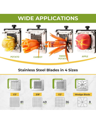 Cortador de Papas Fritas Eléctrico Flyseago 4 Cuchillas Acero Inoxidable