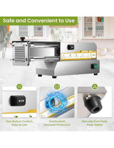 Cortador de Papas Fritas Eléctrico Flyseago 4 Cuchillas Acero Inoxidable