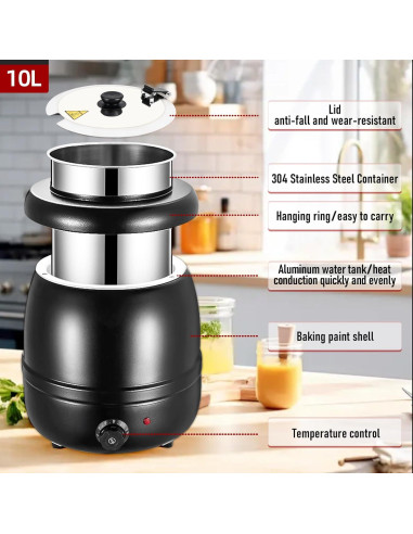 Olla Eléctrica Calentador de Sopa 10L CMOOD Acero Inoxidable
