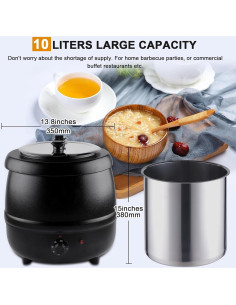Calentador de Sopa Eléctrico YMJOINMX 37.9L Negro 2