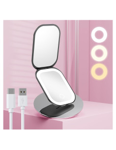 Espejo de Viaje Iluminado Benbilry Compacto 1X/3X Negro