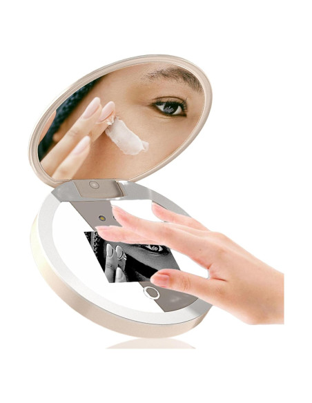 Espejo Compacto Diyeeni con Cámara UV y Luz LED 97mm