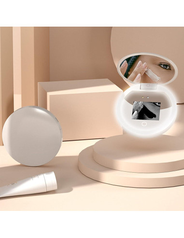 Espejo Compacto Diyeeni con Cámara UV y Luz LED 97mm