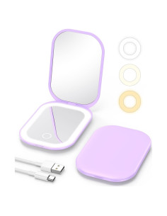 Espejo Compacto Iluminado Gospire 10.67x7.62cm 1X/3X Púrpura