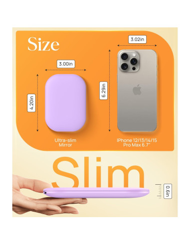 Espejo Compacto Iluminado Gospire 10.67x7.62cm 1X/3X Púrpura