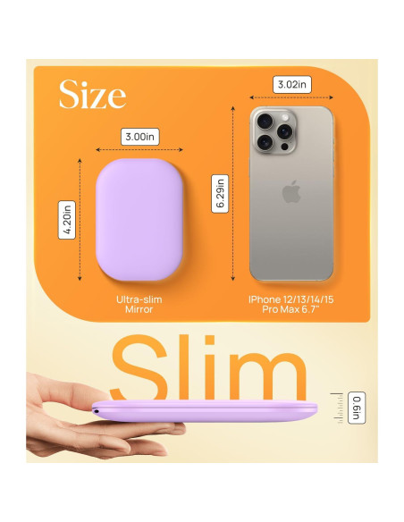 Espejo Compacto Iluminado Gospire 10.67x7.62cm 1X/3X Púrpura