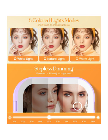 Espejo Compacto Iluminado Gospire 10.67x7.62cm 1X/3X Púrpura