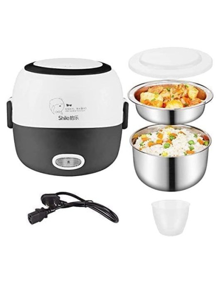 Caja de Almuerzo Eléctrica Thousanday 1L Acero Inoxidable Negro