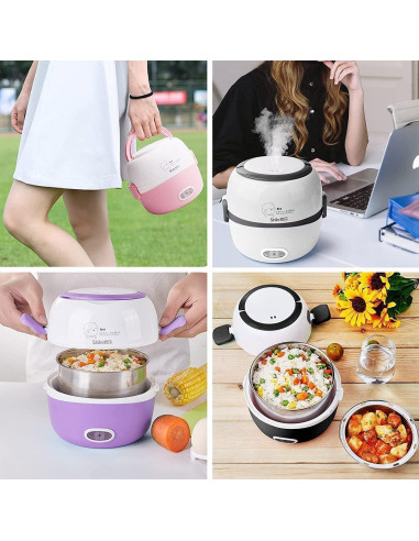 Caja de Almuerzo Eléctrica Thousanday 1L Acero Inoxidable Negro