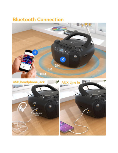 Reproductor de Cinta Cassette y CD MONODEAL CD1016 Bluetooth