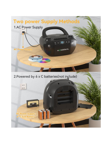 Reproductor de Cinta Cassette y CD MONODEAL CD1016 Bluetooth