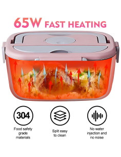 Caja de Almuerzo Eléctrica MDHAND 1.5L Rosa 65W Portátil 2