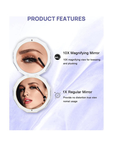 Espejo Compacto OMIRO 8.9 cm 1X/10X Aumento Plegable Moda
