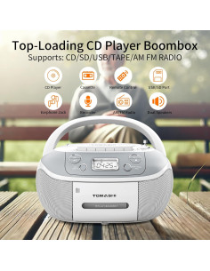 Reproductor de CD Boombox TOMASHI CD-860A Portátil con Radio AM/FM 2