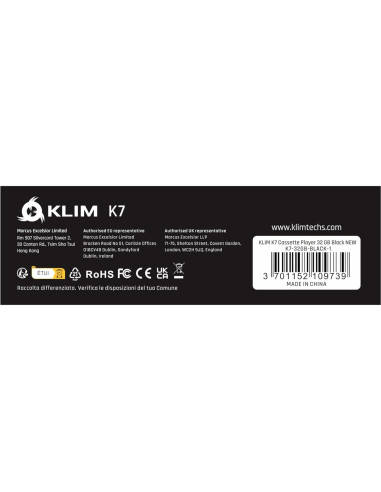 Reproductor de Casete KLIM K7 + Convertidor a MP3 + Tarjeta SD 32GB