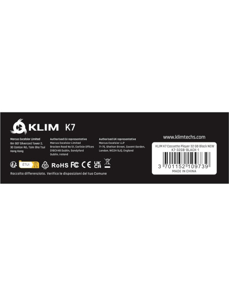 Reproductor de Casete KLIM K7 + Convertidor a MP3 + Tarjeta SD 32GB