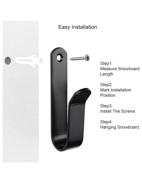 4 Clips de Montaje en Pared Kvlniqs para Snowboard Negro