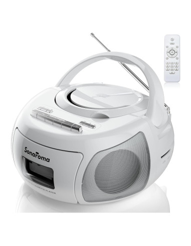 Boombox Bluetooth Lumaterra BBXWE CD Casete Radio USB Blanco