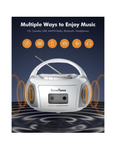 Boombox Bluetooth Lumaterra BBXWE CD Casete Radio USB Blanco 2