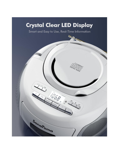 Boombox Bluetooth Lumaterra BBXWE CD Casete Radio USB Blanco