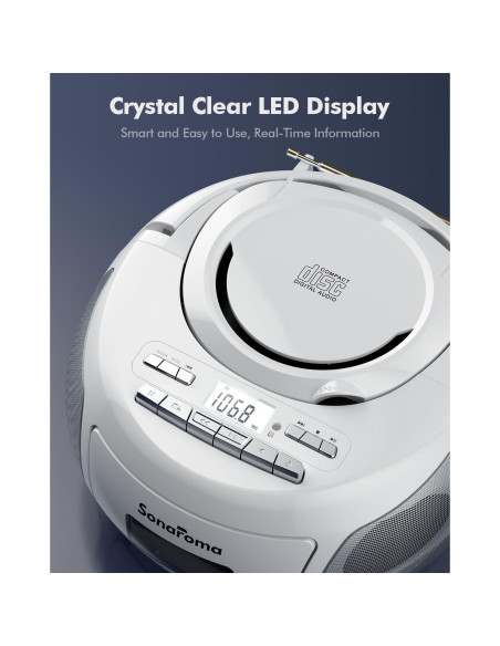 Boombox Bluetooth Lumaterra BBXWE CD Casete Radio USB Blanco