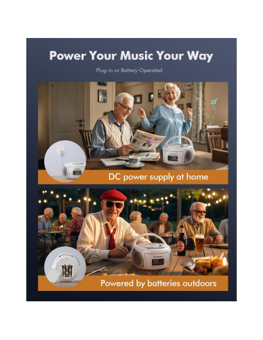 Boombox Bluetooth Lumaterra BBXWE CD Casete Radio USB Blanco